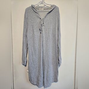 Blue Orchid 2X Gray‎ Hooded Sweatshirt Dress Lace Up Casual Lounge
